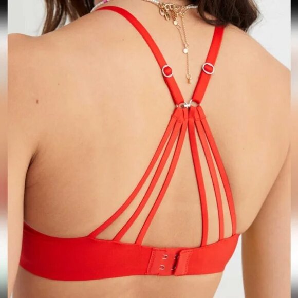 NWT Aerie | Real Sunnie Full Coverage Lightly Lined Strappy Bra In Red (38DD) - Picture 2 of 11